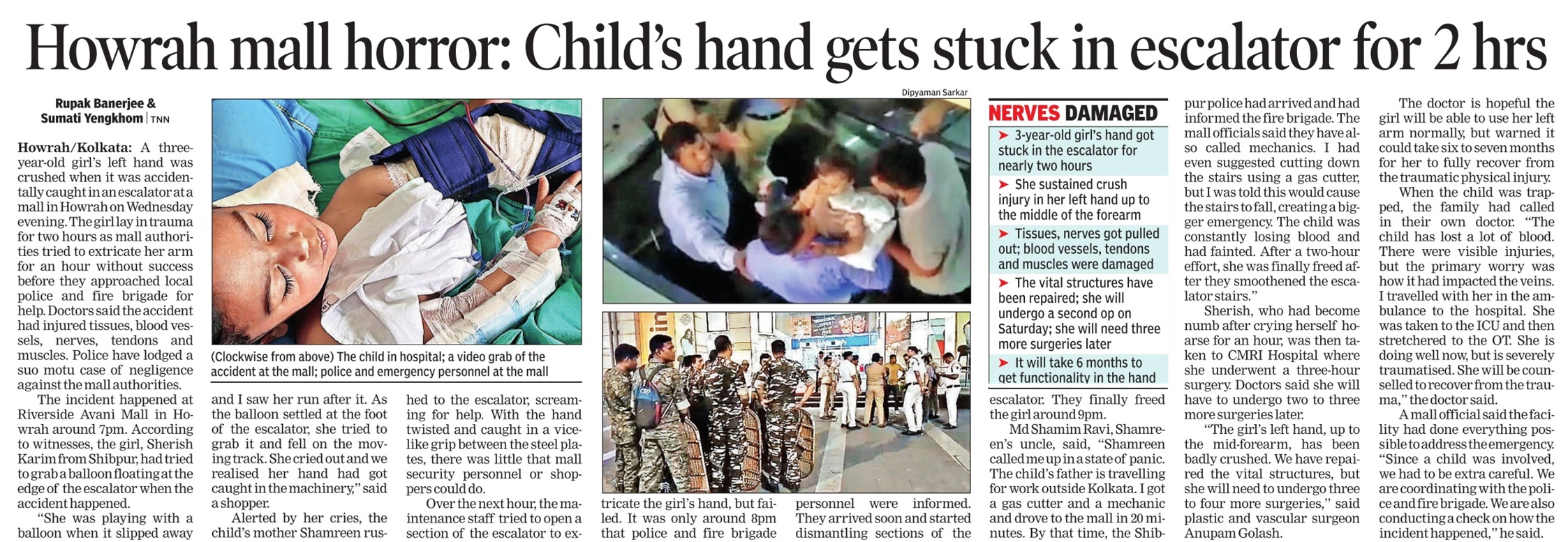 Howrah mall horror: Child’s hand gets stuck in escalator for 2 hrs